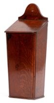 A Regency oak wall hanging cutlery box, early 19th c, of plain design with reeded corners, 46cm h