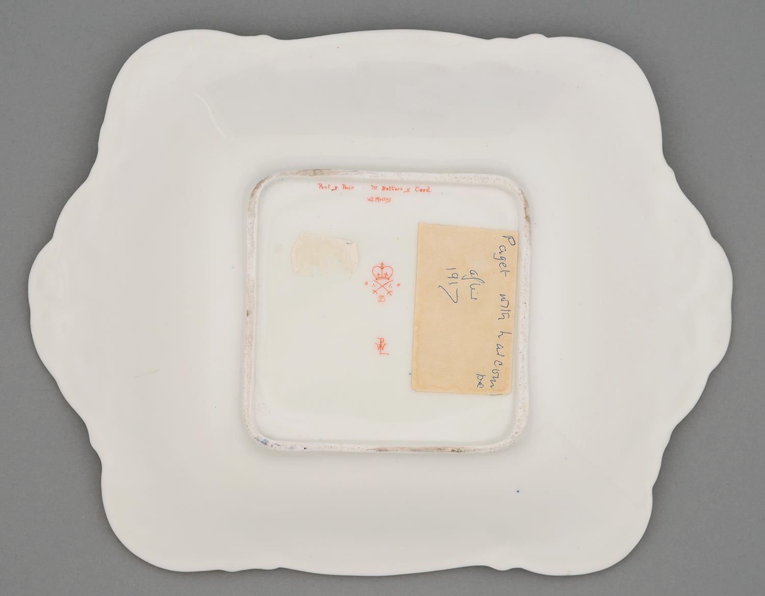 A Sampson Hancock Derby dessert dish, c1930, painted by W E Mosley, signed and inscribed, with - Image 2 of 2