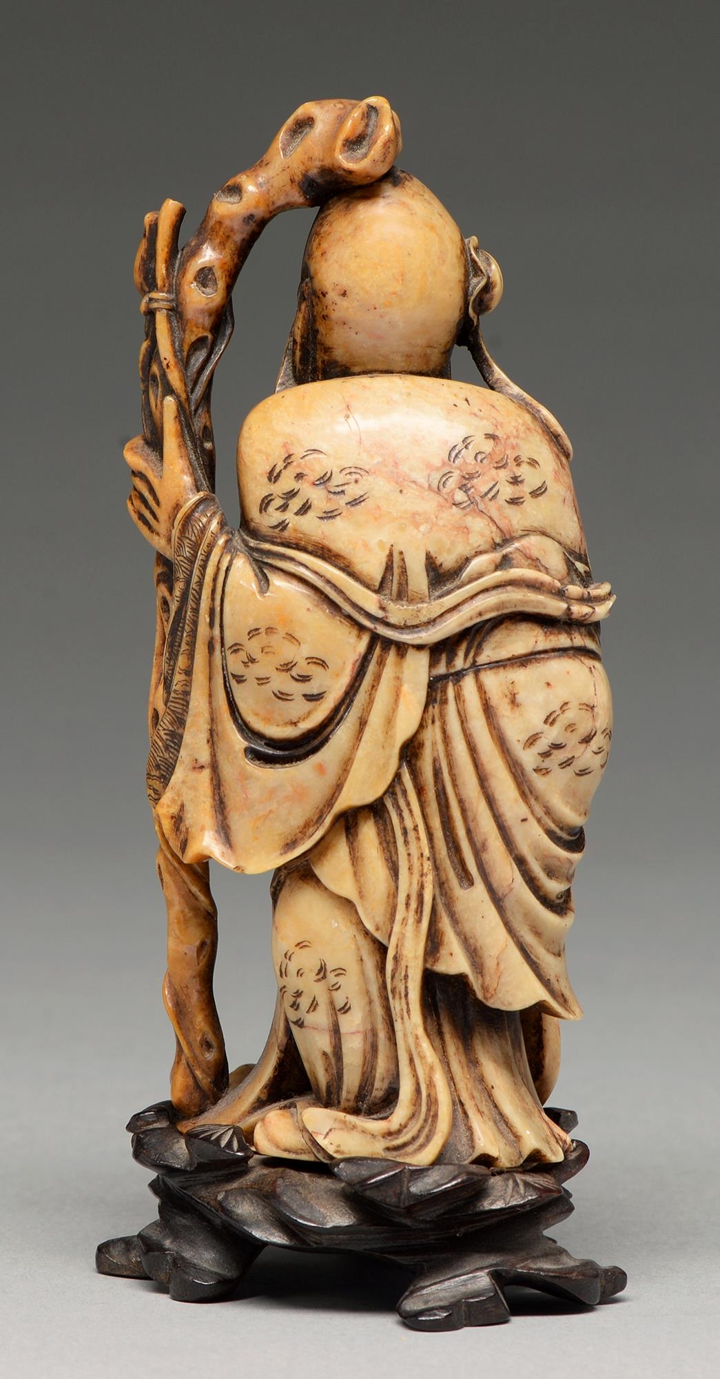 A Chinese soapstone carving of Shouxing, 18th c, 14cm h   Provenance: Collection of Commander - Image 2 of 3
