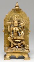 An Indian bronze sculpture of Vishnu and Parvati on Garuda, possibly Maharashtra, 17th c, beneath