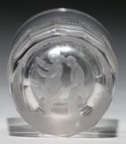 A Victorian intaglio engraved glass beaker, the underside with a couple and inscribed THE ABSENT