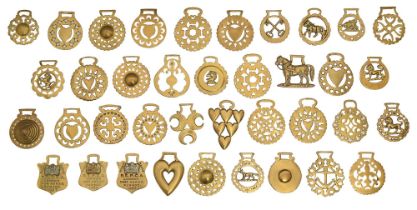 Thirty-eight horse brasses,  mainly Victorian and early 20th c, including RSPCA London Cart Horse