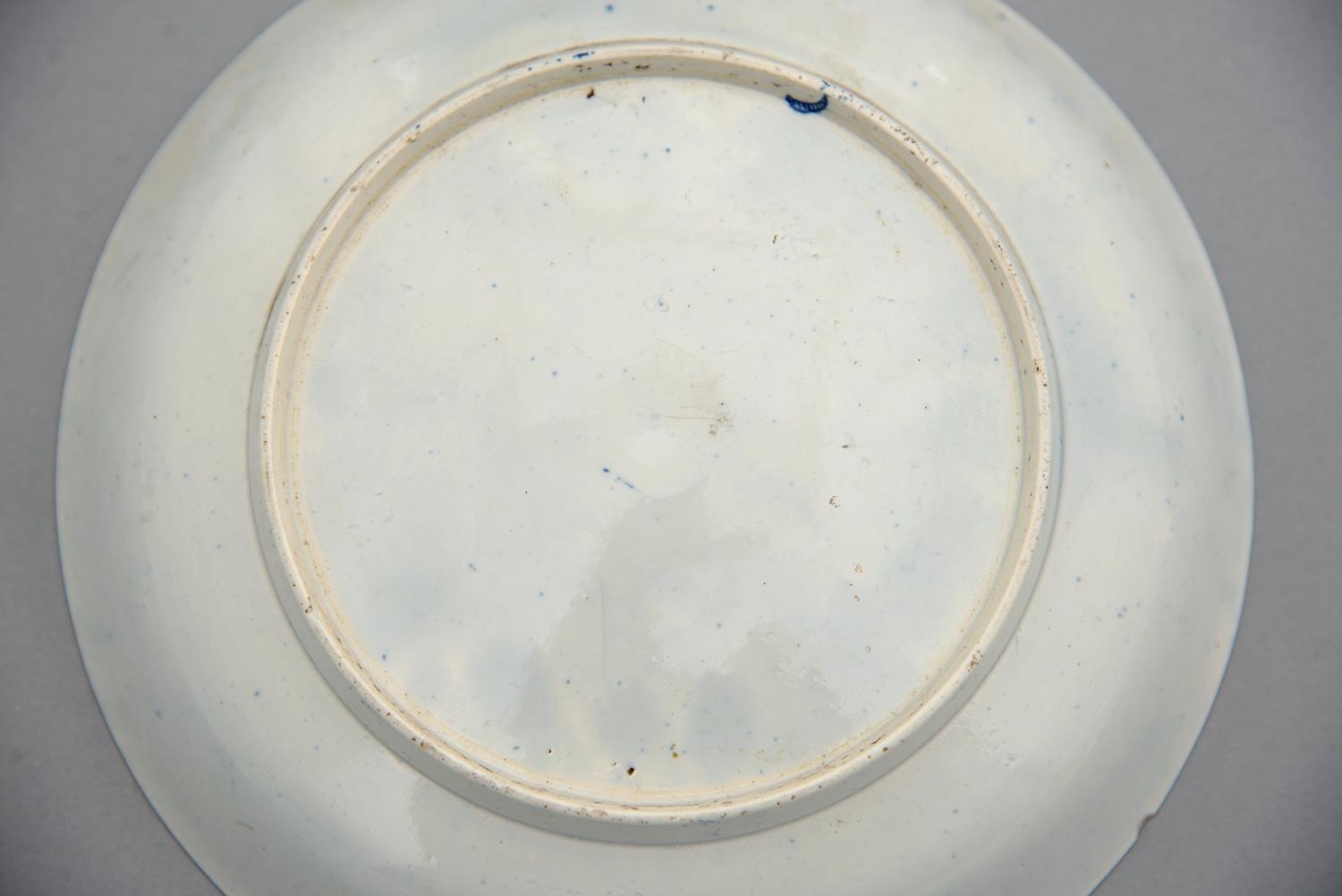 A Worcester blue and white saucer dish, c1790, transfer printed with the Fisherman pattern, 20.5cm - Image 2 of 2