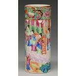 A Chinese Canton famille rose vase, 19th c, typically enamelled overall with continuous scenes,