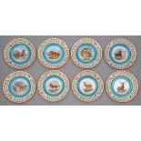 Eight Minton dessert plates painted with Landseer subjects, 1871, 1877 and circa, each with a