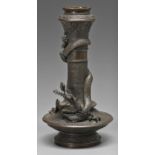 A Japanese bronze vase, Meiji period, cast and applied with dragons, 36cm h Complete and undamaged