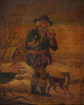 After Thomas Barker of Bath - The Woodman and his Dog, oil on board, 23.5 x 18.5cm A copy of