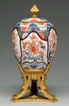 An ormolu mounted Imari jar and cover, Edo period,  18th c, the mounts late 19th / early 20th c,