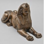 A French bronze sculpture of the Sphinx, late 19th c, uneven light brown patina dark in places, 25cm