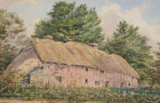 F C Dixon - A Thatched Farmhouse, signed, watercolour, 20.5 x 31.5cm Good condition