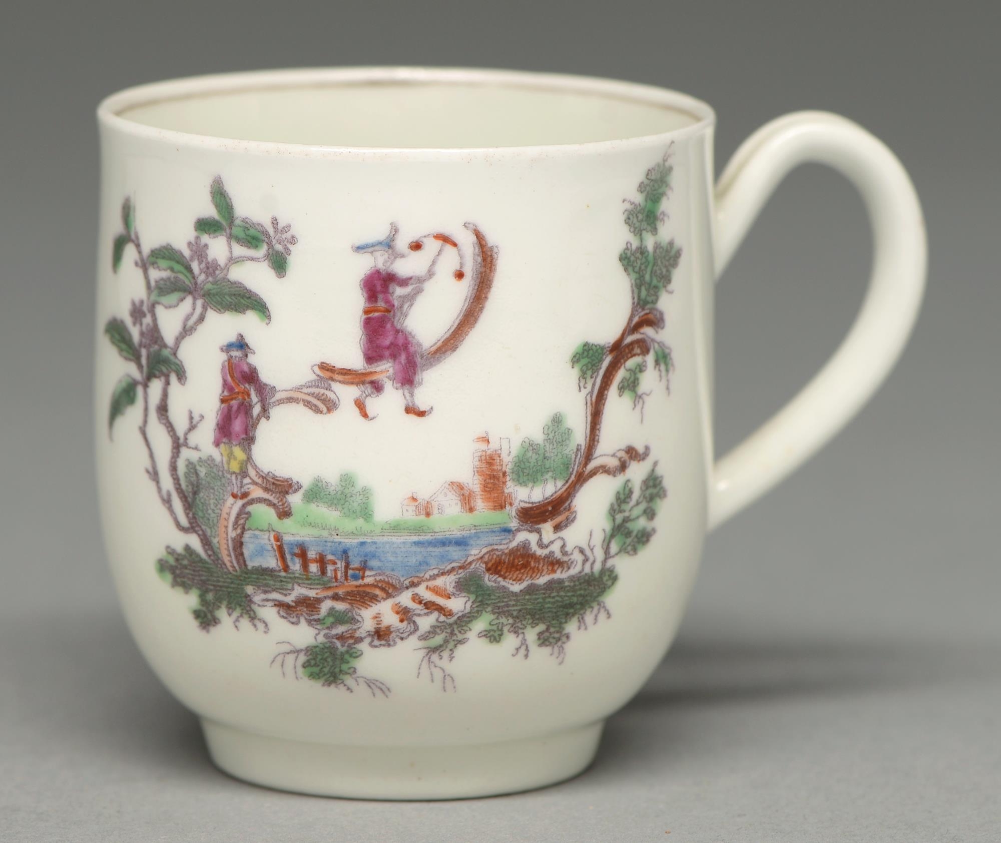 A Worcester coffee cup, c1762, transfer printed in black from the engraving by Robert Hancock - Image 2 of 3