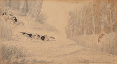 English School, 1832 - A Fox Hunt, signed with initials CSR and dated 1832, pencil and