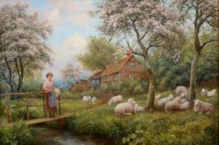 Arthur Trevor Haddon RBA (1964-1941) - A Kent Farmhouse in Spring, signed, oil on canvas, 49.5 x