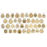 Thirty-eight horse brasses,  mainly Victorian and early 20th c,  including RSPCA London Van Horse