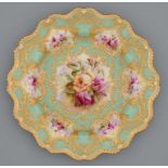 A Royal Worcester plate, c1917, painted by Roberts, signed, with two or three pink and yellow