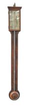 A Scottish Victorian mahogany and fruitwood cistern barometer, C Altria, Aberdeen, the silvered