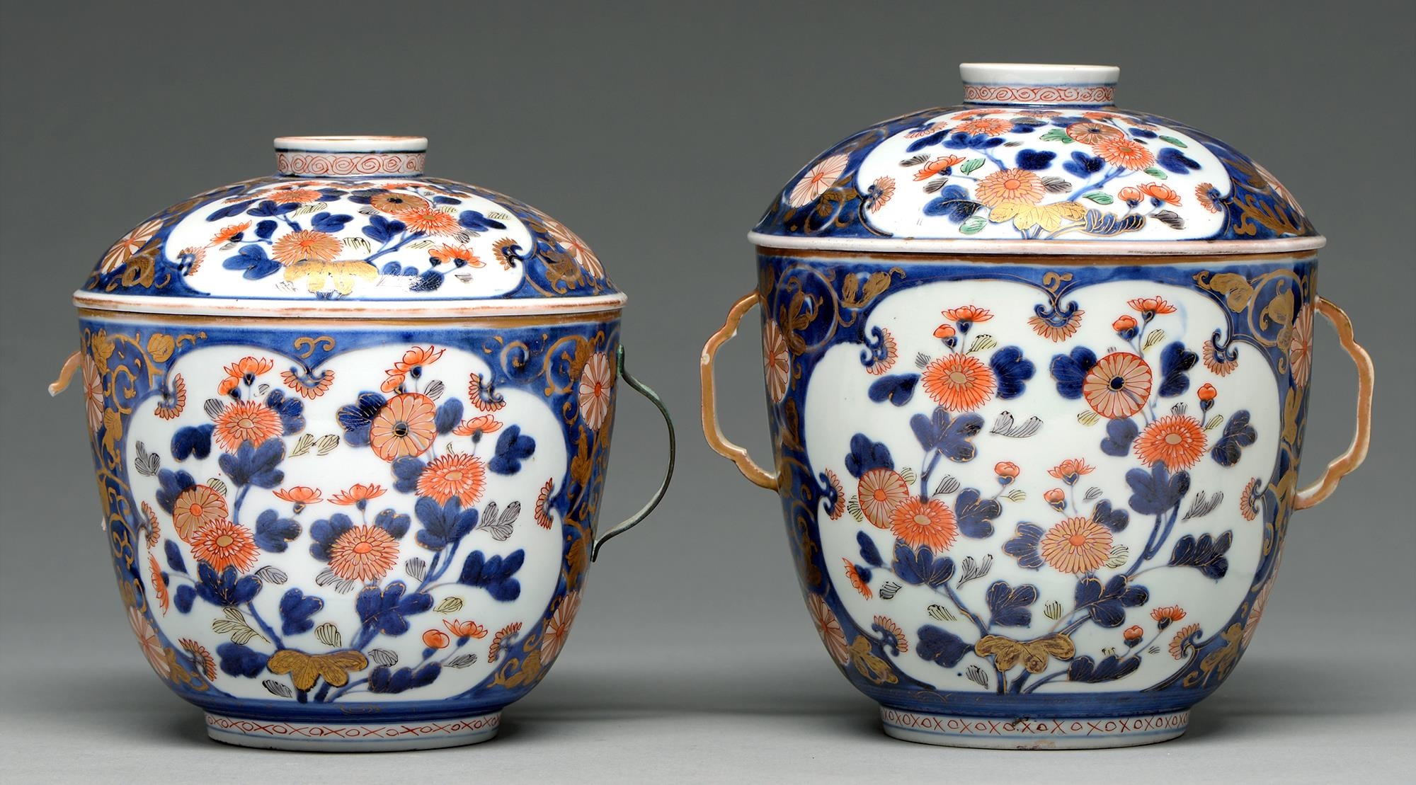 Two Chinese Imari tureens and covers, Edo period,  early 18th c, painted in underglaze blue,