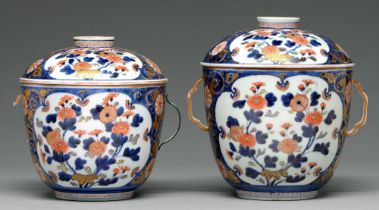 Two Chinese Imari tureens and covers, Edo period,  early 18th c, painted in underglaze blue,