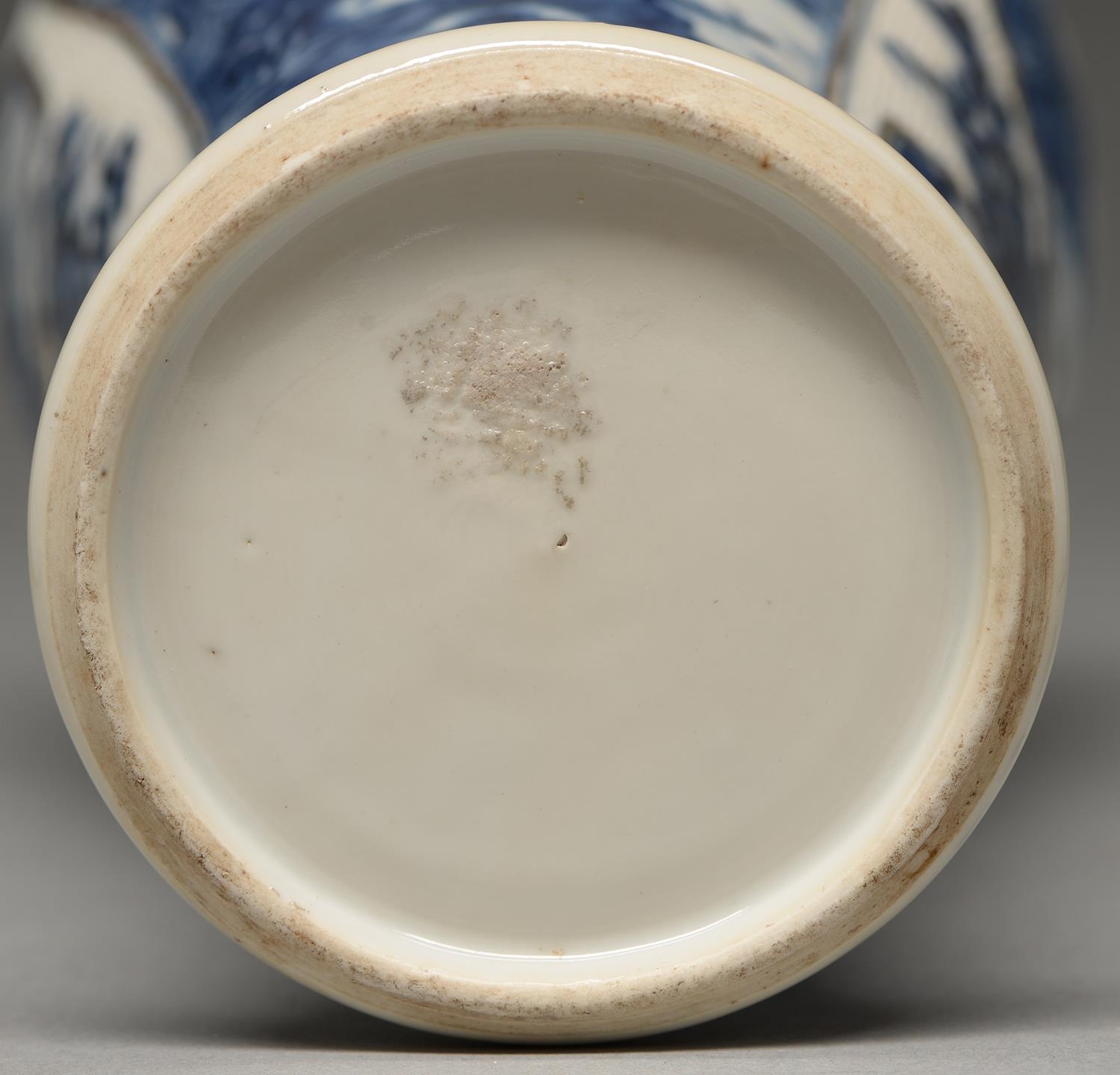 A Chinese blue and white baluster vase, late 18th c, painted with landscapes in six slightly - Image 2 of 2
