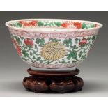 A Chinese famille verte bowl for the South East Asian market, 17th / 18th c, with flared rim,