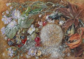 Emily S Percy, 19th c, - Still Life with Wild Flowers; Still Life with Chrysanthemums, two, both