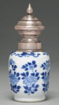 A Chinese blue and white vase, 18th c, painted with flowering plants and auspicious objects on a