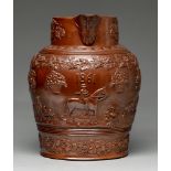 A Yorkshire saltglazed brown stoneware bell-ringer's or other presentation jug, Eccleshill