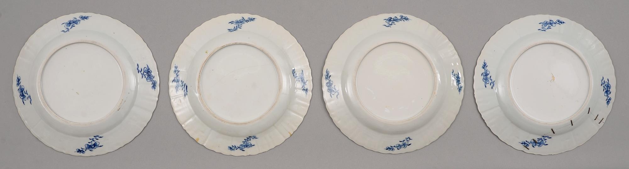 Four Chinese blue and white plates, 18th c, painted with the aster pattern, 23cm diam One plate with - Image 2 of 2