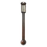 A George III mahogany cistern barometer Cattelli & Co, Hereford, the silvered register with