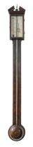 A George III mahogany cistern barometer Cattelli & Co, Hereford, the silvered register with