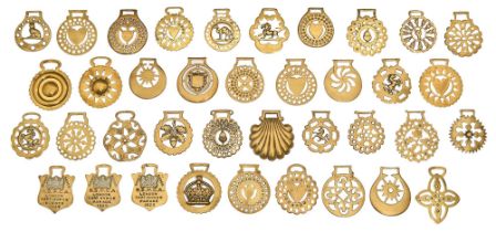 Thirty-eight horse brasses mainly Victorian and early 20th c,  including RSPCA London Cart Horse