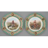 A pair of Minton pierced dessert plates, outside-decorated, 1870 and 1876, painted by James Rouse,