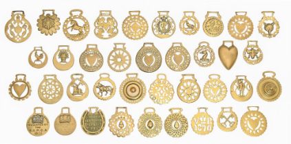 Thirty-eight horse brasses, mainly Victorian and early 20th c,  including RSPCA Van Horse Parade
