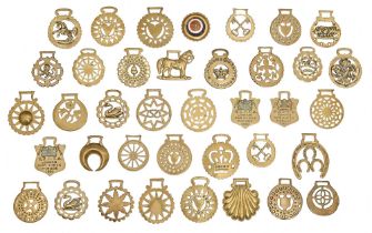 Thirty-eight horse brasses, mainly Victorian and early 20th c,  including RSPCA London van horse