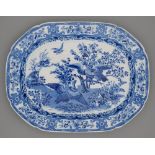 An Andrew Stevenson blue printed earthenware Ornithological Series Birds of Prey pattern meat