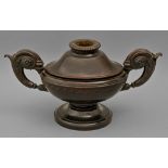 A Neo Classical style carved hardwood oil lamp, 19th c, of urn shape with Vitruvian scroll border