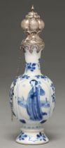 A Chinese blue and white vase, 18th c, painted with a 'long Eliza' alternating with a flower