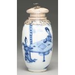 A Chinese blue and white vase, 19th c or later, ovoid, painted with two ladies playing go, an