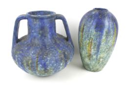 Two 20th century Bretby blue glazed vases.