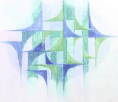 Maureen McGregor (1967), oil on canvas. Abstract scene, signed and dated verso, 71.