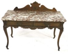 A 20th century serpentine marble top console table.
