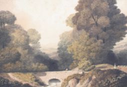 Manner of Thomas Girtin (1775-1802), watercolour 'Bridge over Welsh river', 17.