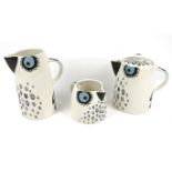 A set of three Hannah Turner 'Birdlife' design jugs. Max.