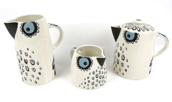 A set of three Hannah Turner 'Birdlife' design jugs. Max.