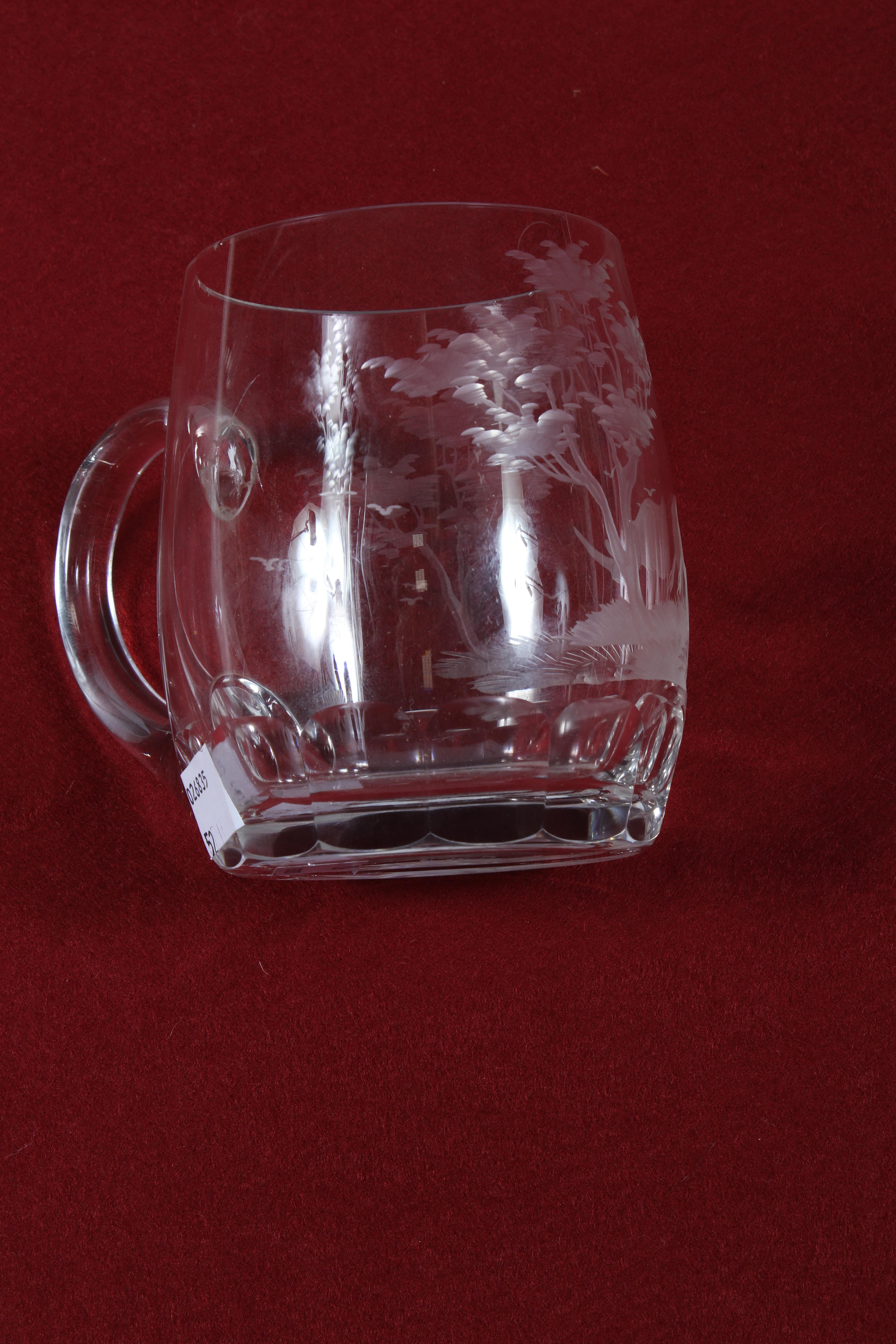 A Rowland Ward ( taxidermist) commissioned etched glass tankard. - Image 5 of 6