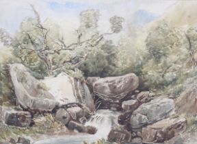 David Hall McKewan (1816-1873), watercolour, 'Rocky Stream'. Framed and glazed.