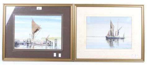 Two Desmond Winslett watercolours. 'Thames sailing barge'. Signed and dated 1981 bottom right.