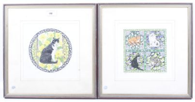 Joanne E Richardson, two signed limited edition cat prints. Numbered 100/500 & 101/500.