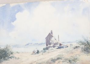 Audrey Penn (1897-1992) watercolour. Depicting a house overlooking an estuary, 26.5cm x 36.