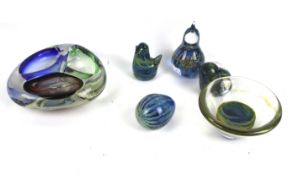 Six pieces of art glass.